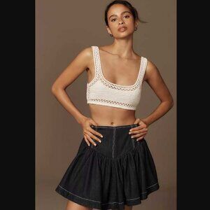 Anthropologie Cream and Black Mini Skirt